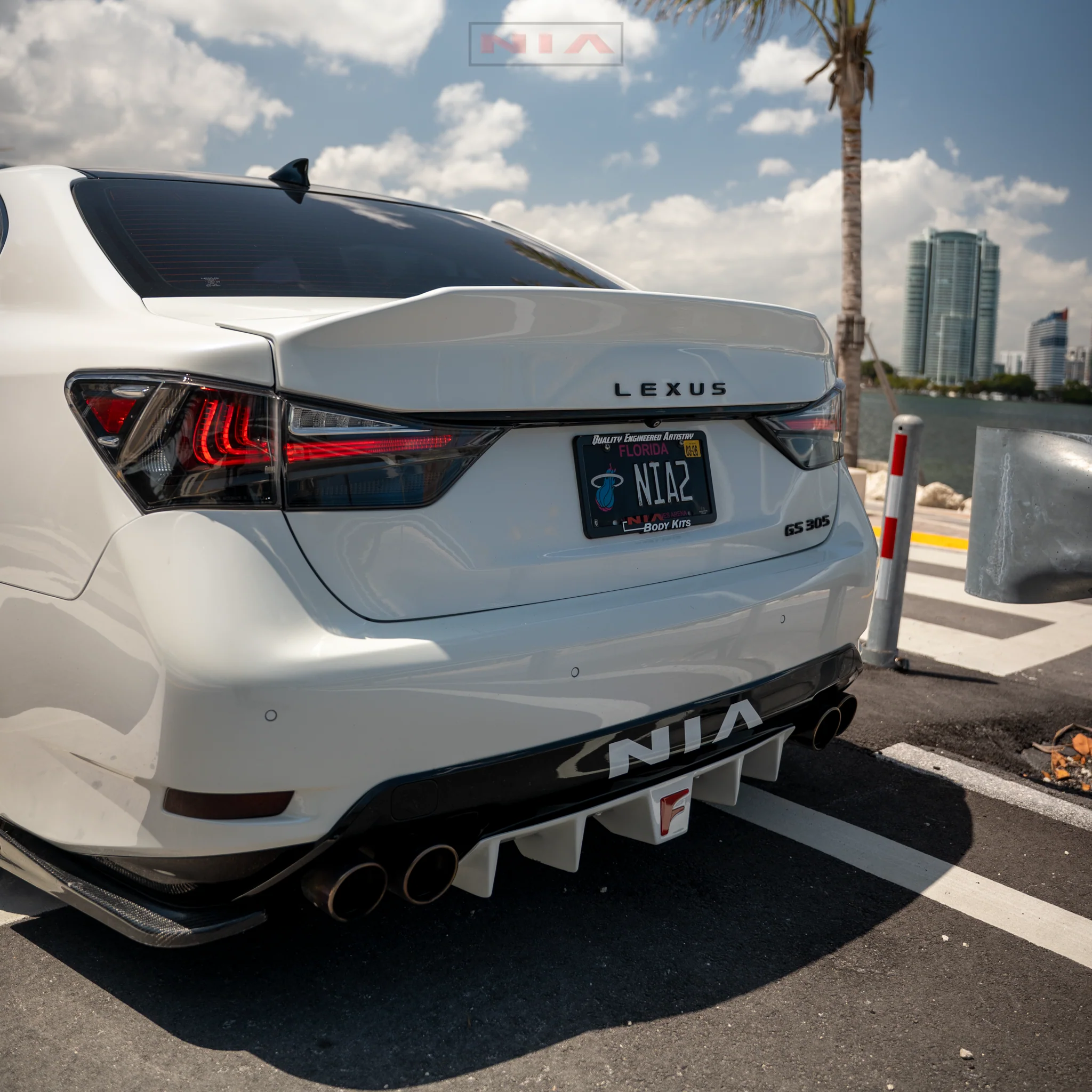 Lexus GS-F NIA Rear Diffuser Bumper Extension 2016-2020 in ABS or Carbon Fiber - Image 4