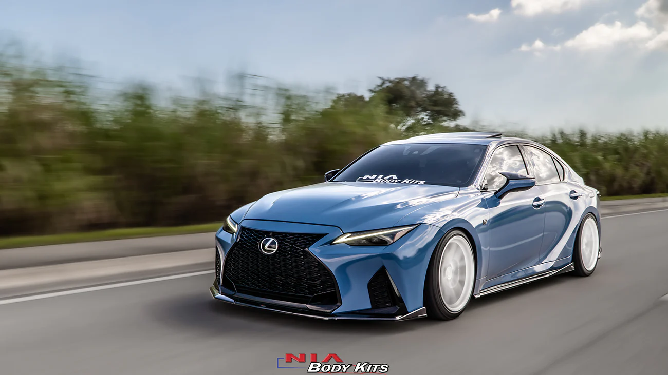 Lexus IS 500 NIA full splitter lip bodykit 5pcs (front lip, side skirts, rear apron spats) 2022-2025 in ABS or Carbon Fiber - Image 9