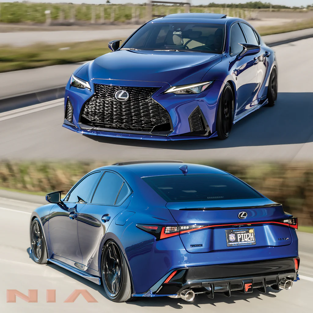 Lexus IS F-Sport NIA Full lip Body Kit 6pcs (Front Splitter, Side Skirt Rockers, Rear apron spats, Diffuser Bumper Extension) 2021-2025 in ABS or Carbon Fiber - Image 13