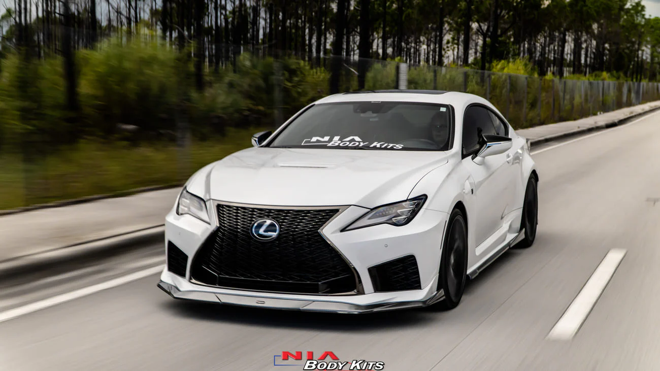Lexus RC-F NIA full splitter lip bodykit 5pcs (front lip, side skirts, rear apron spats) 2020-2025 in ABS or Carbon Fiber - Image 9